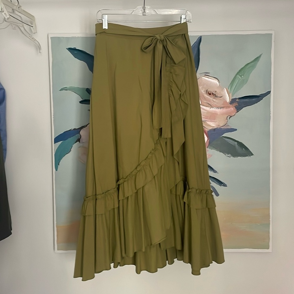 Maeve green ruffle skirt